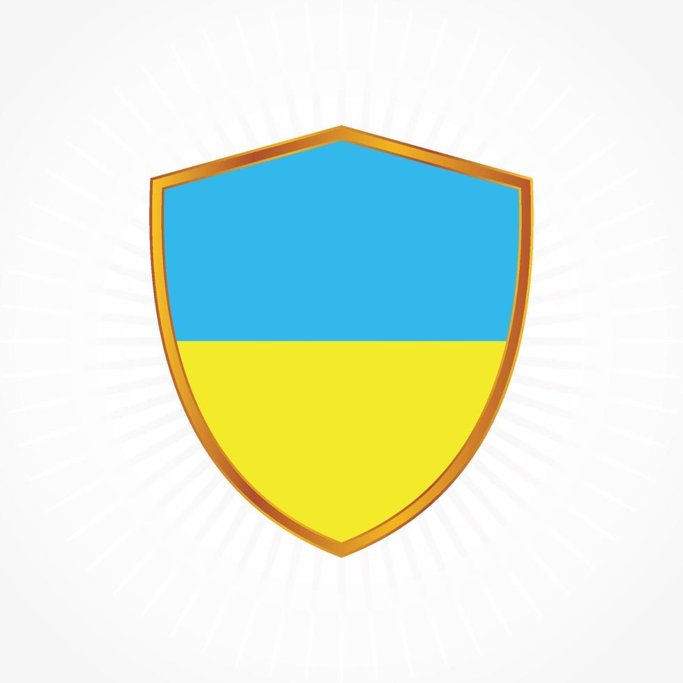 Ukraine flag vector with shield frame