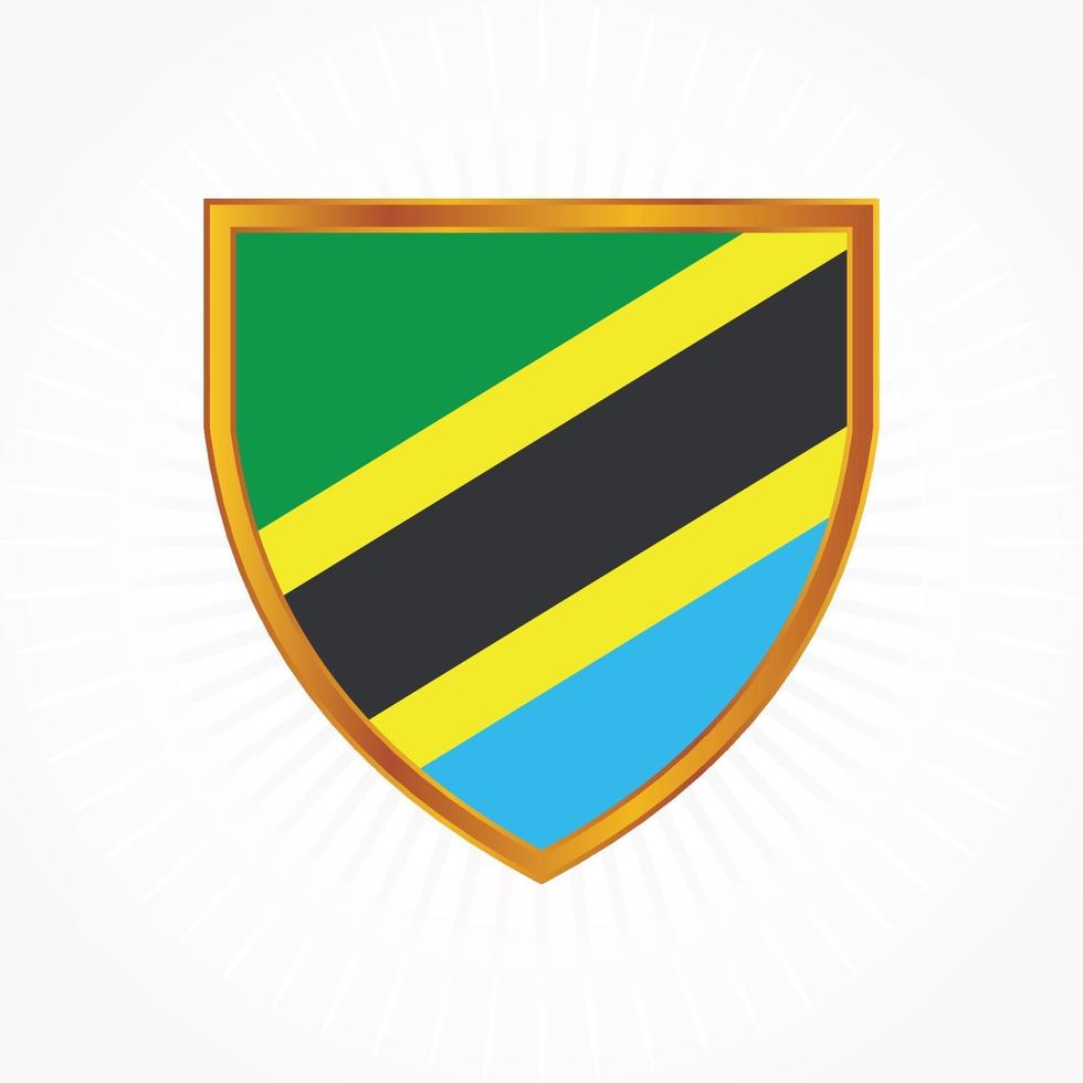 vector de bandera de tanzania con marco de escudo