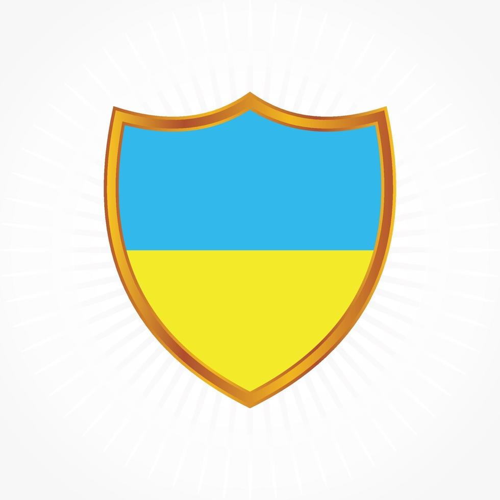 Ukraine flag vector with shield frame