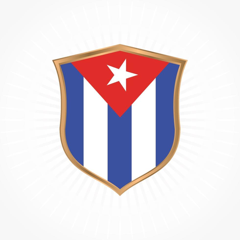 Cuba flag vector with shield frame