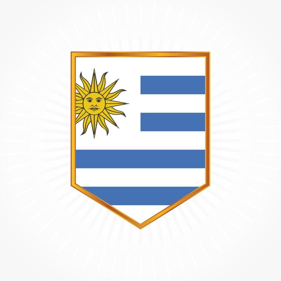 vector de bandera de uruguay con marco de escudo