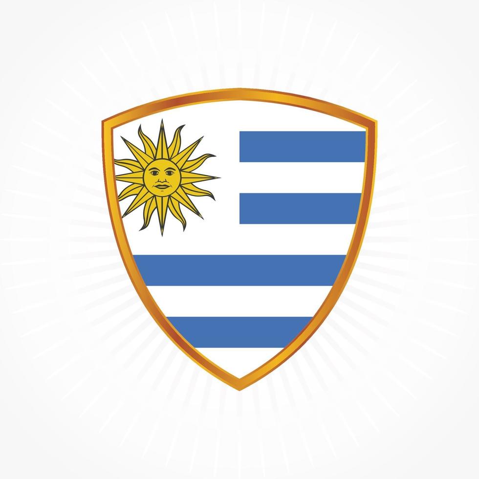 Uruguay flag vector with shield frame