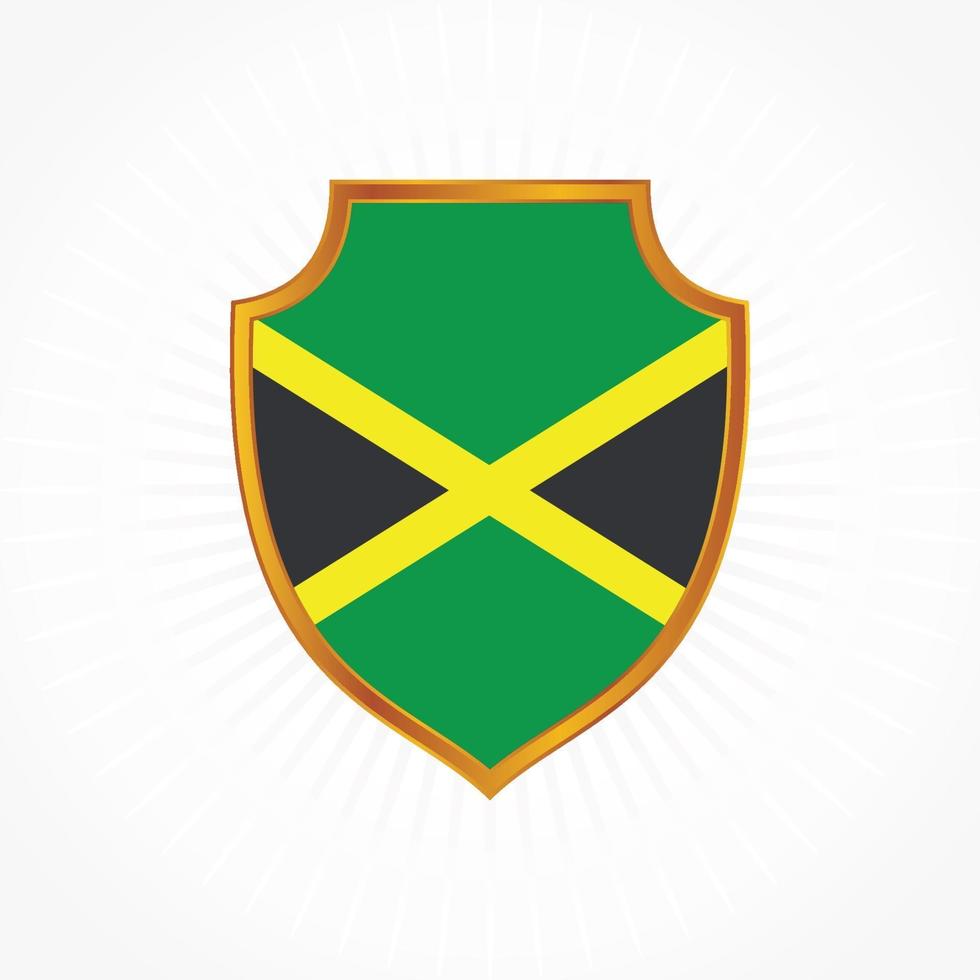 Jamaica flag vector with shield frame