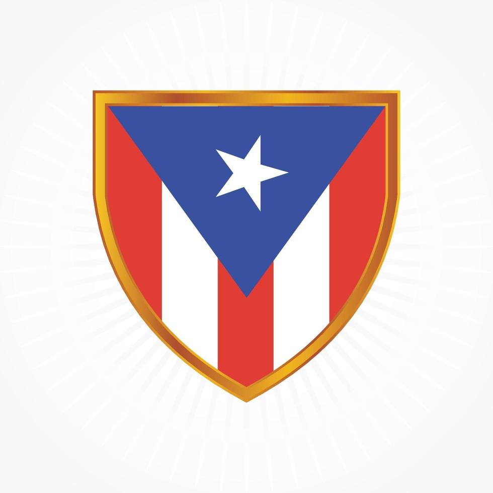 vector de bandera de puerto rico con marco de escudo