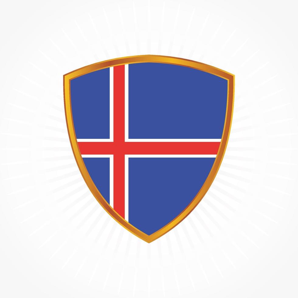 Iceland flag vector with shield frame