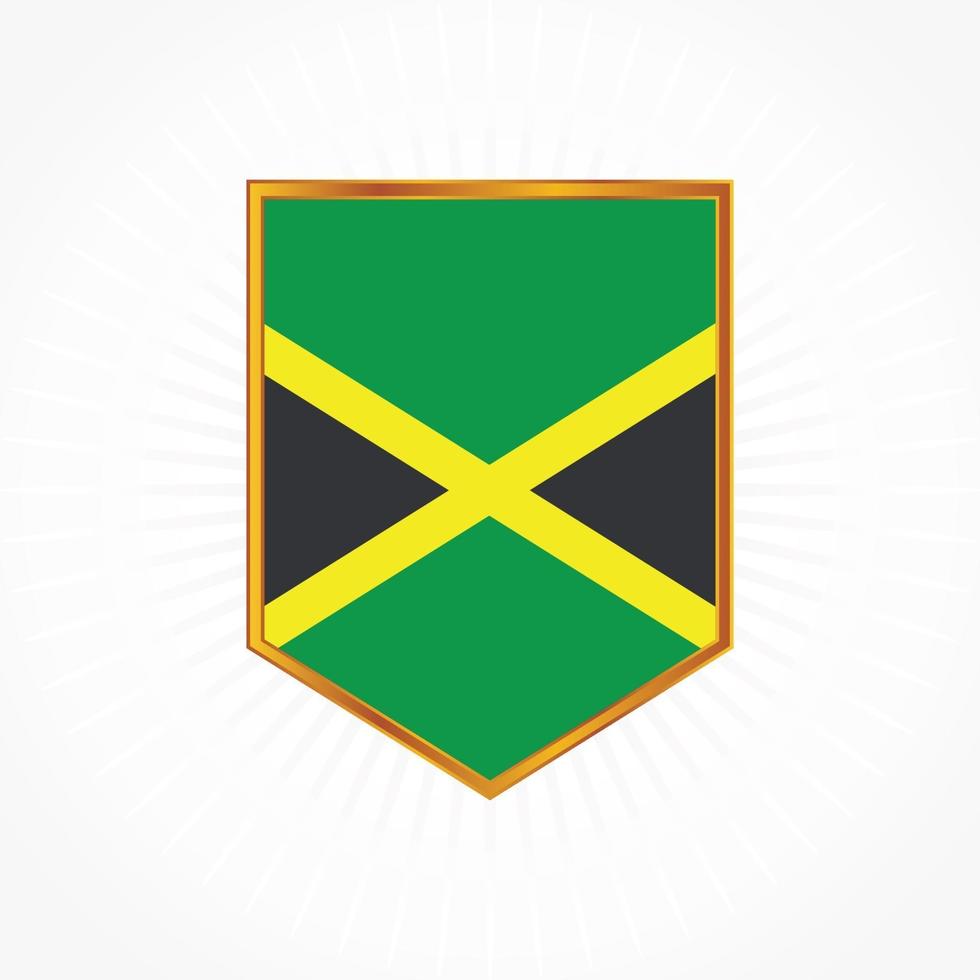 Jamaica flag vector with shield frame