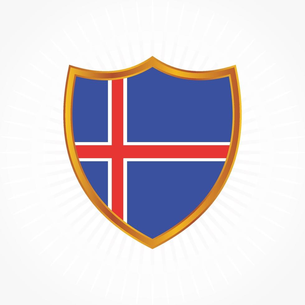 Iceland flag vector with shield frame