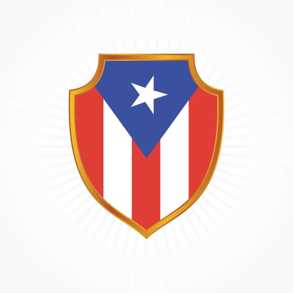 vector de bandera de puerto rico con marco de escudo