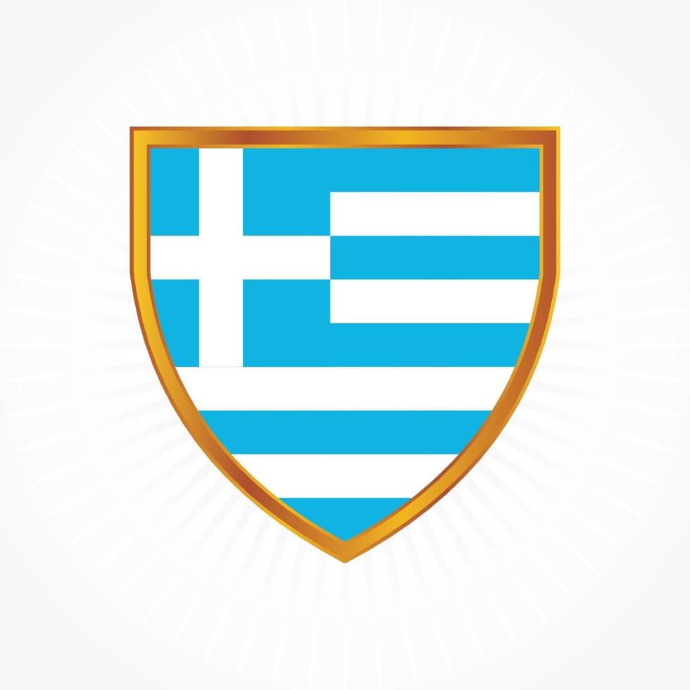 Greece flag vector with shield frame