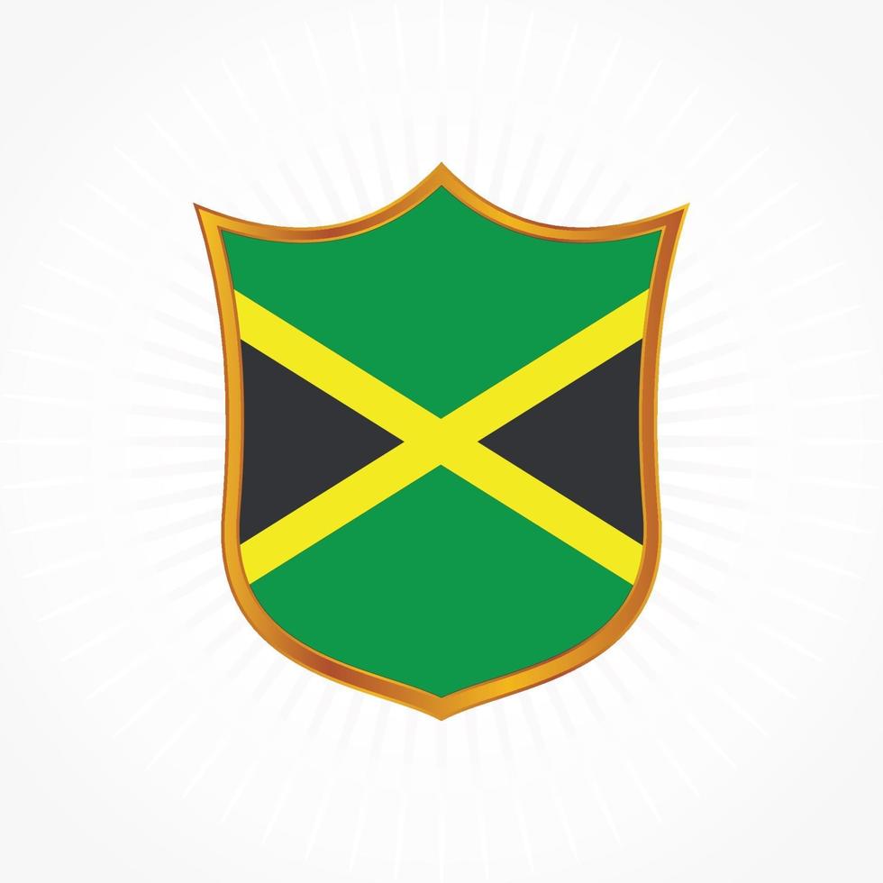 Jamaica flag vector with shield frame