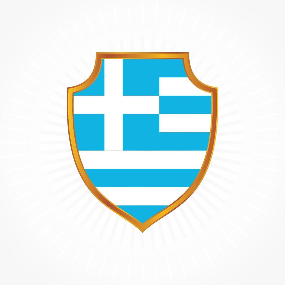 Greece flag vector with shield frame