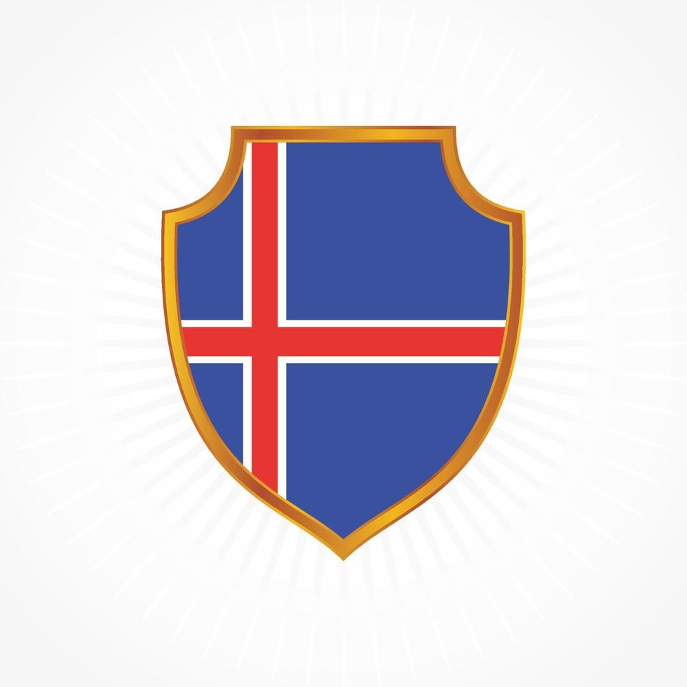 Iceland flag vector with shield frame