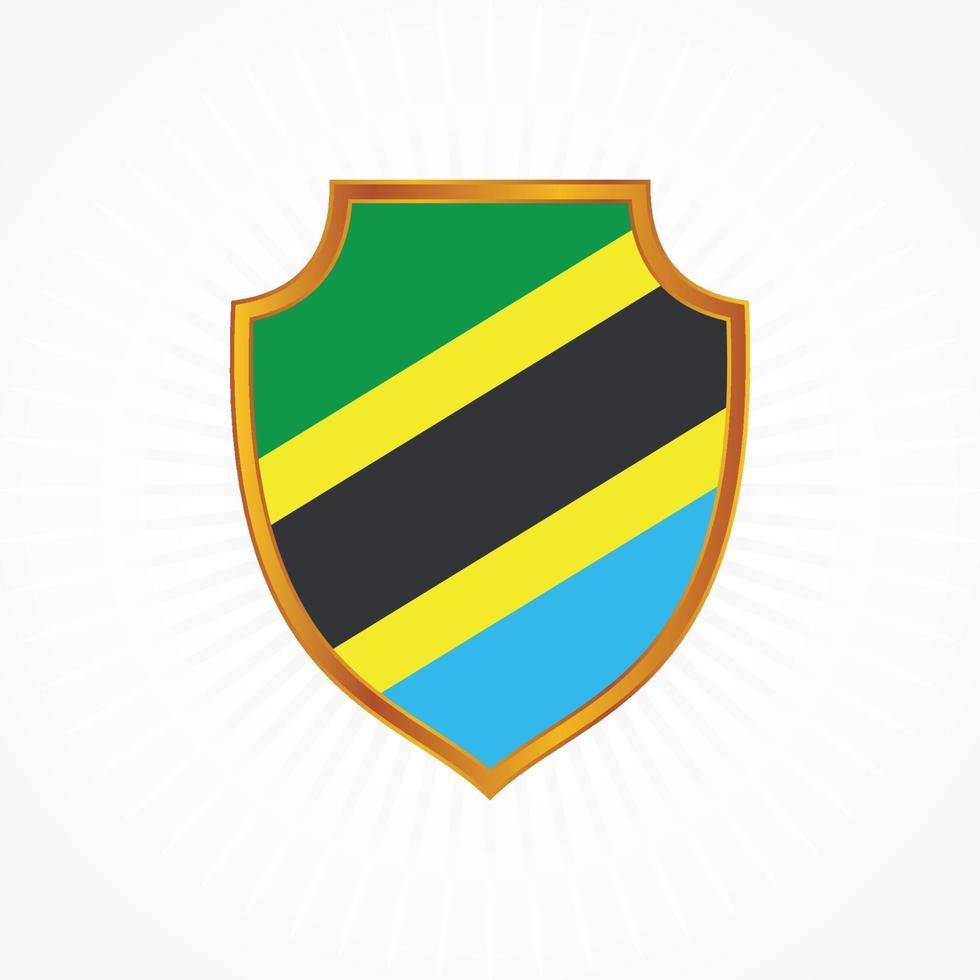 vector de bandera de tanzania con marco de escudo