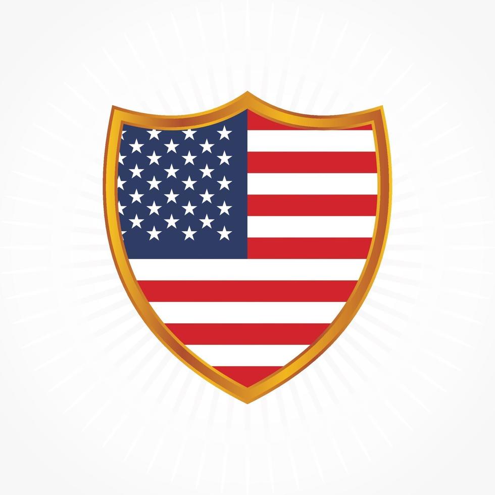 United States flag vector with shield frame