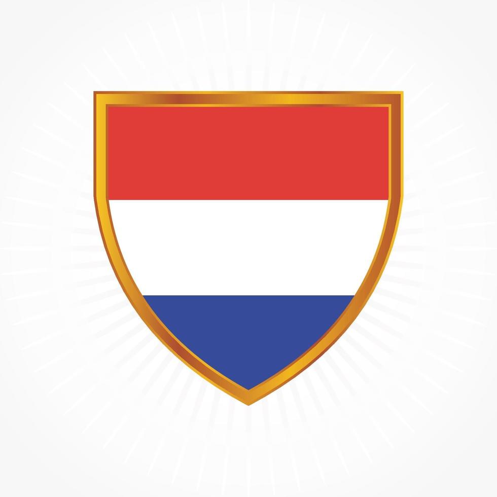 Netherlands flag vector with shield frame