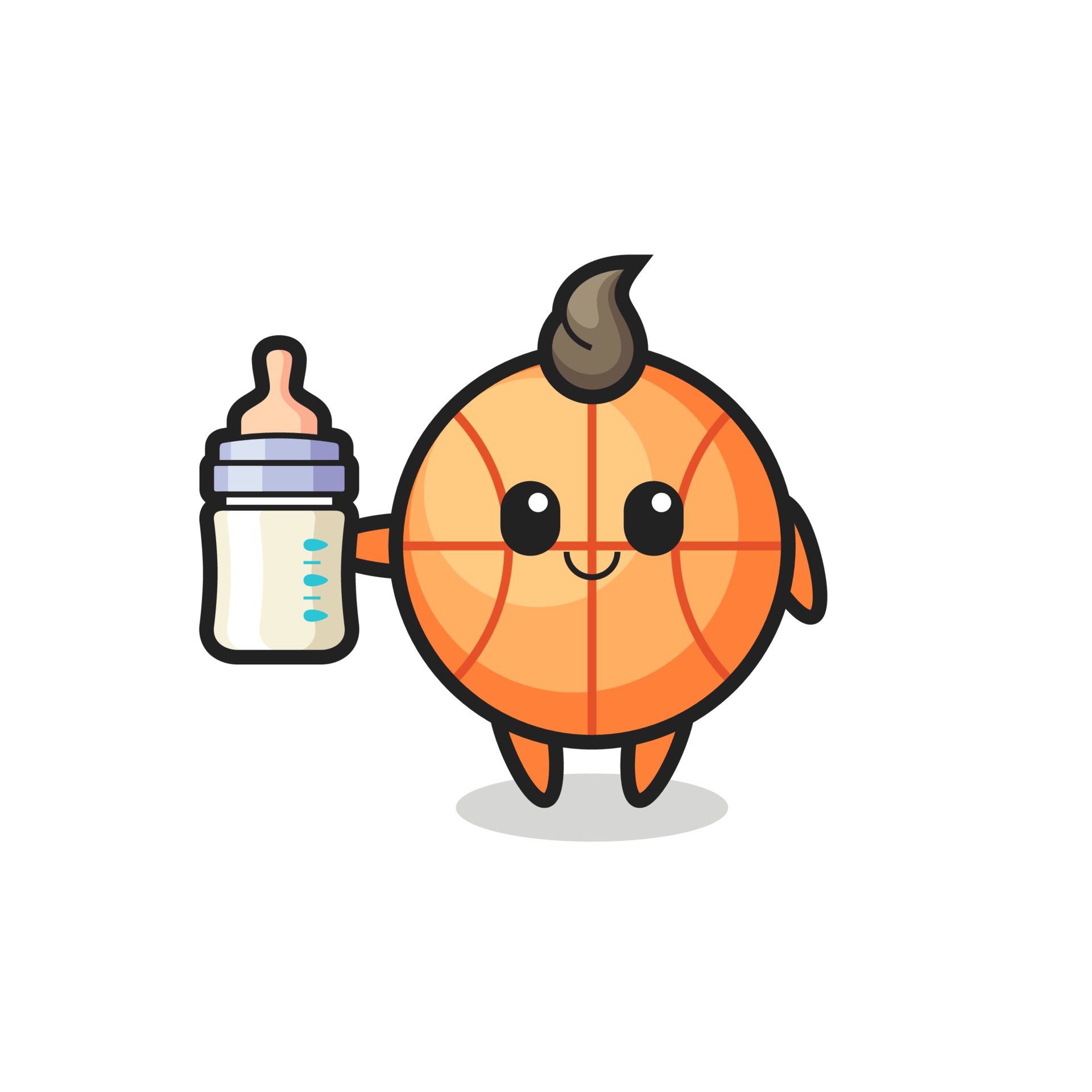 baby basketball cartoon character with milk bottle 3379399 Vector Art at Vecteezy