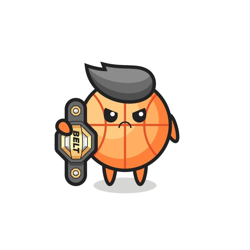 basketball mascot character as a MMA fighter with the champion belt vector