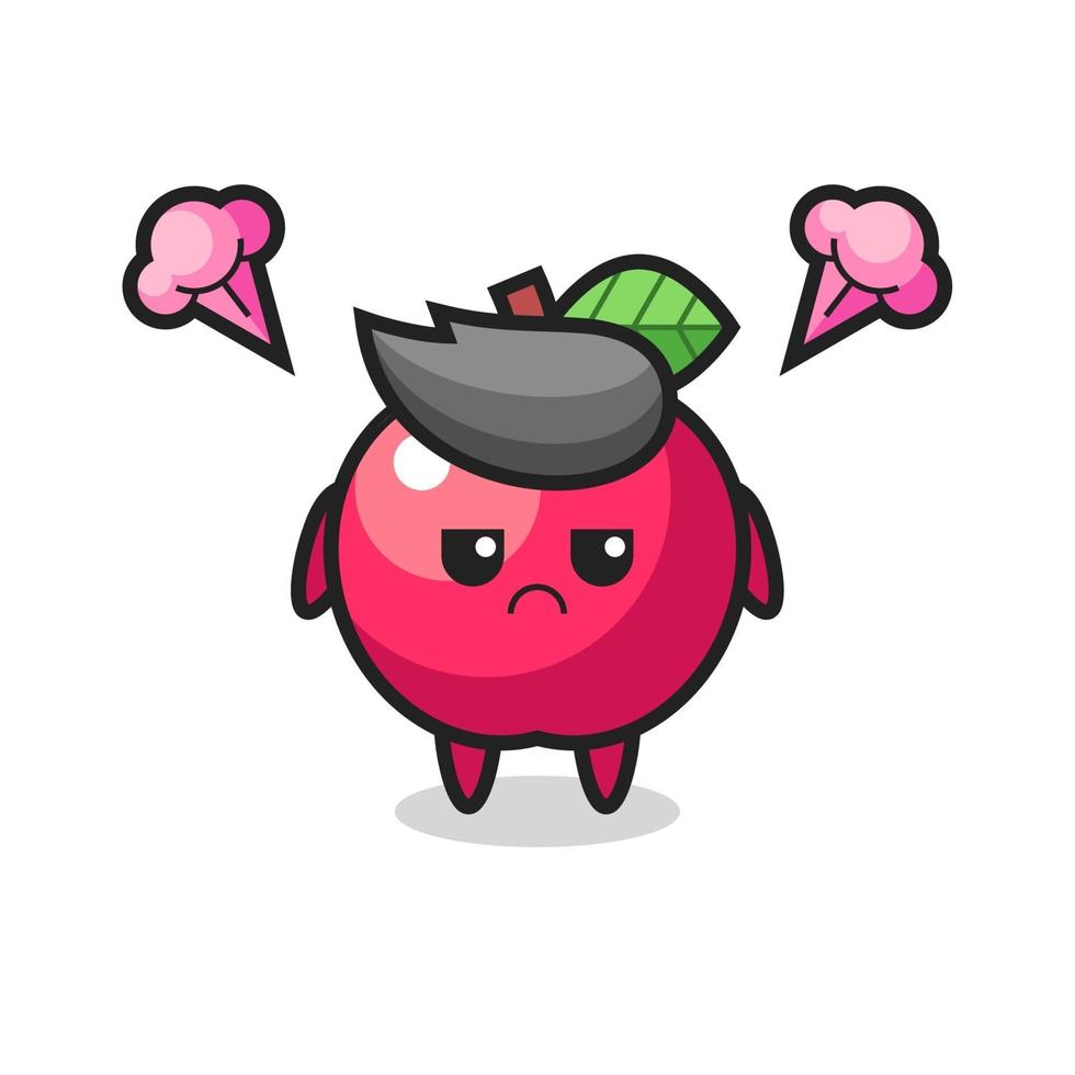 annoyed expression of the cute apple cartoon character vector