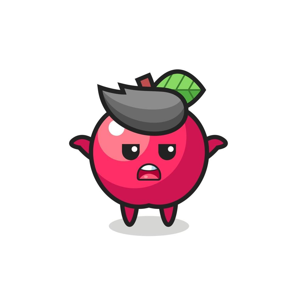 personaje de mascota de manzana diciendo que no lo sé vector