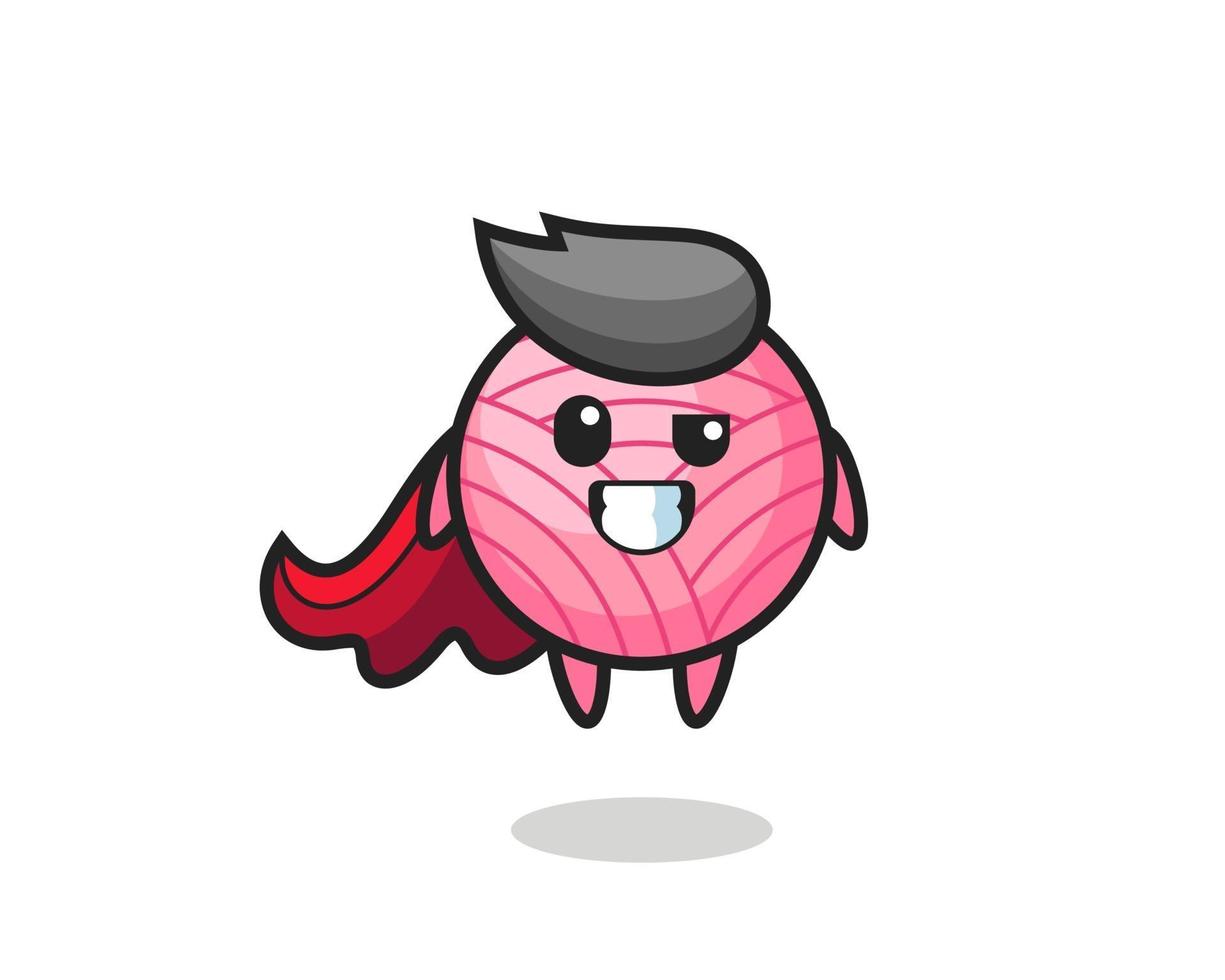 the cute yarn ball character as a flying superhero vector