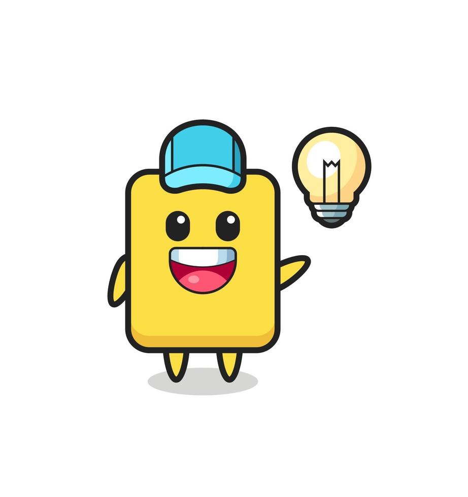 yellow card character cartoon getting the idea vector