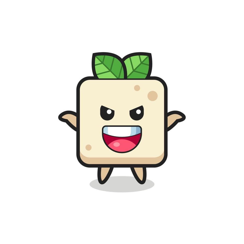 the illustration of cute tofu doing scare gesture vector