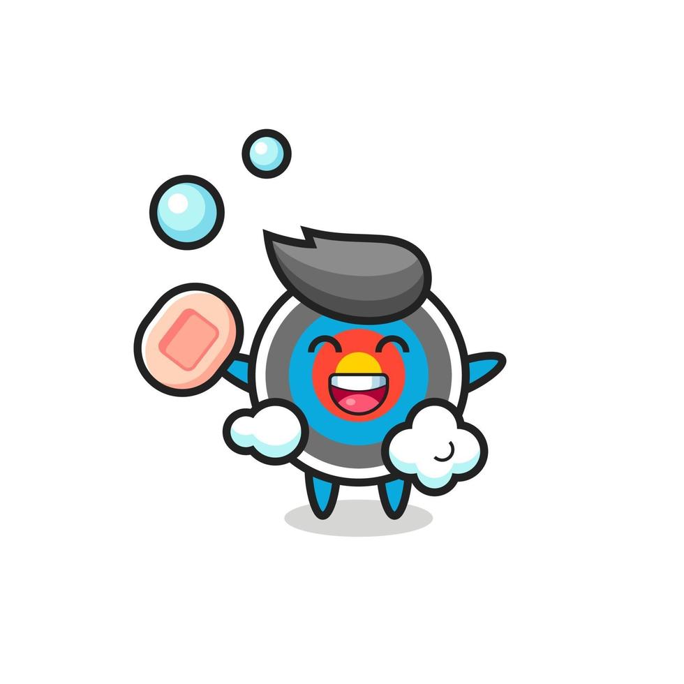 target archery character is bathing while holding soap vector