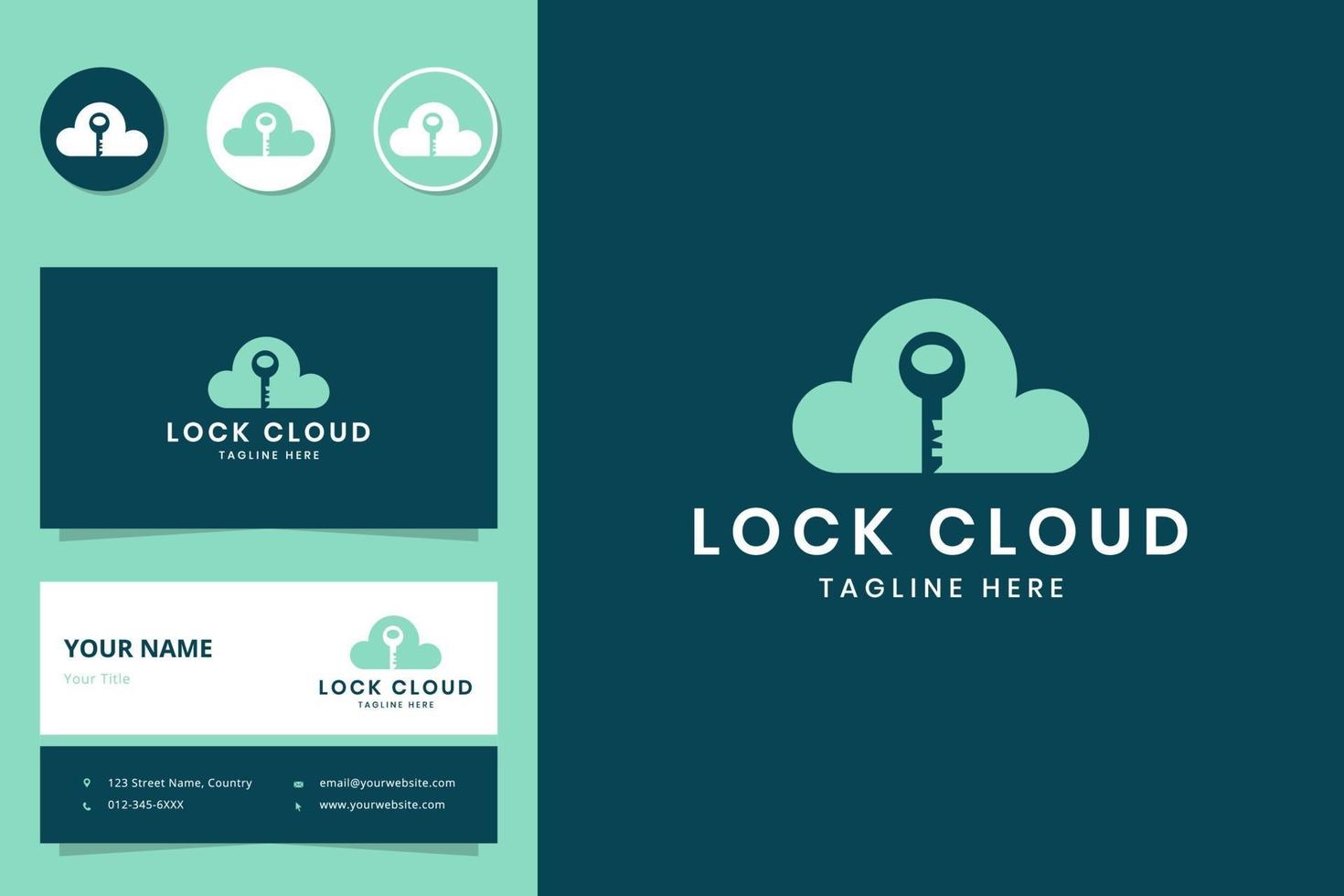 cloud key negative space logo design vector