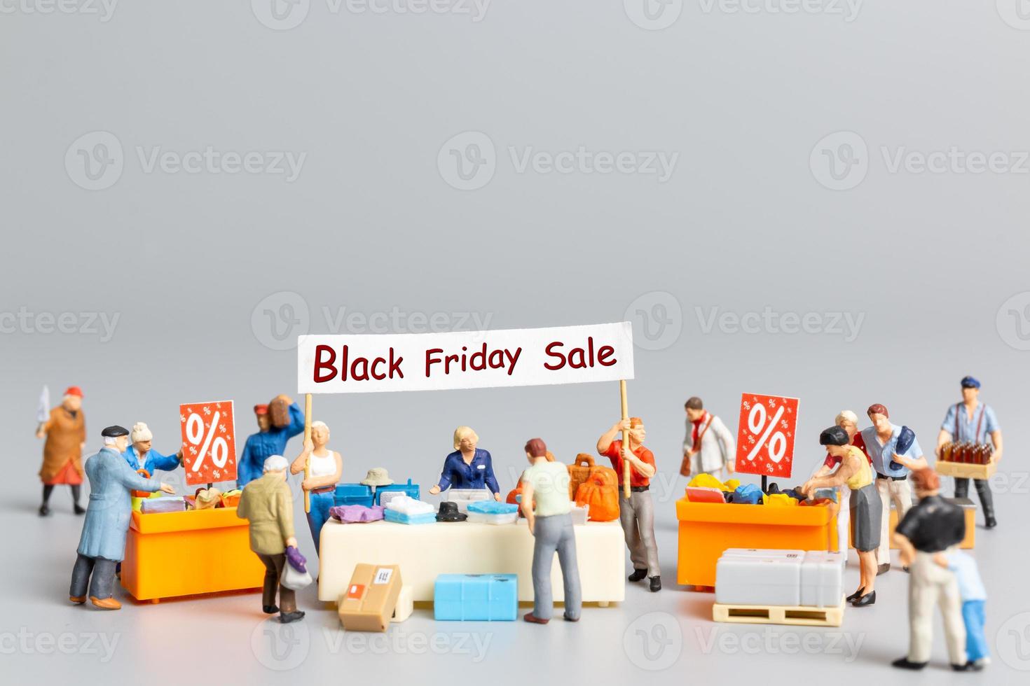 Shoppers with discount tray for shopping discounted items photo
