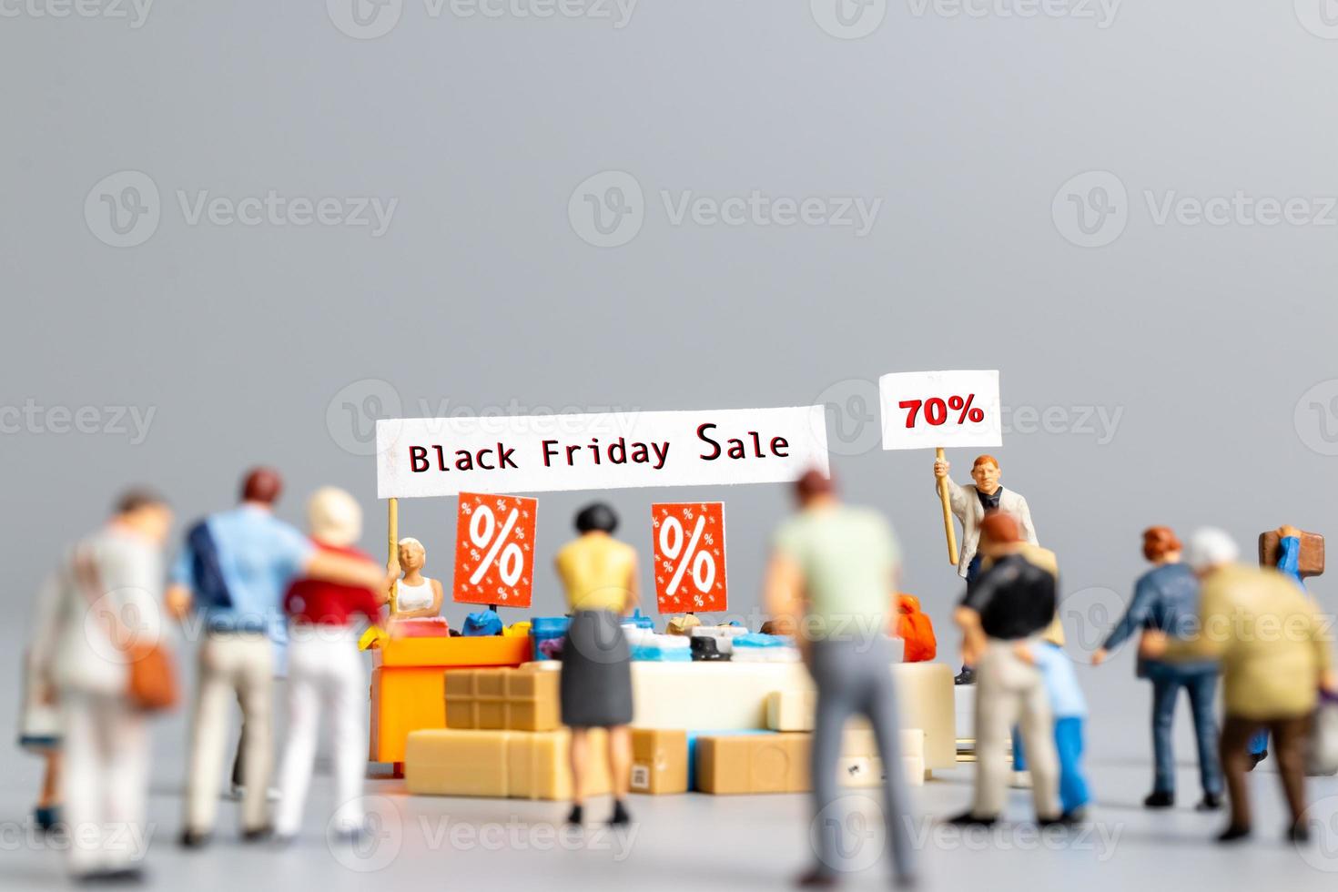 Shoppers with discount tray for shopping discounted items photo