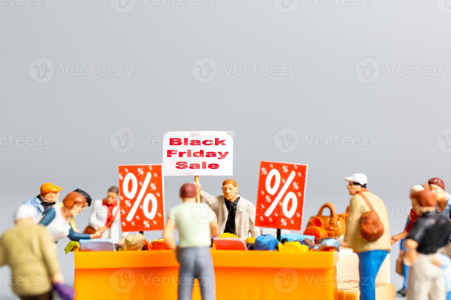 Shoppers with discount tray for shopping discounted items photo