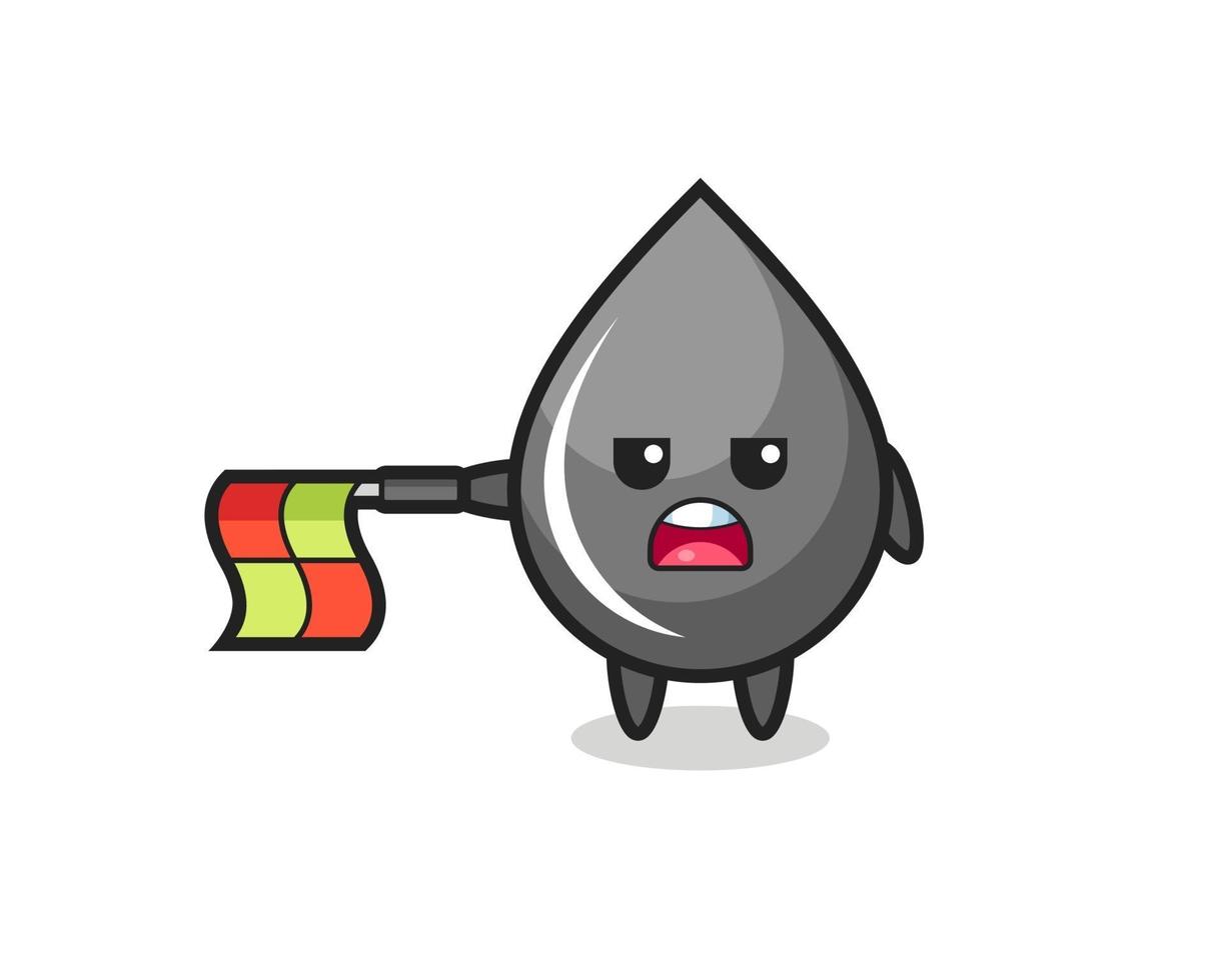 oil drop character as line judge hold the flag straight horizontally vector