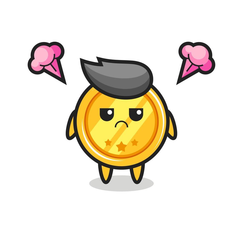 annoyed expression of the cute medal cartoon character vector