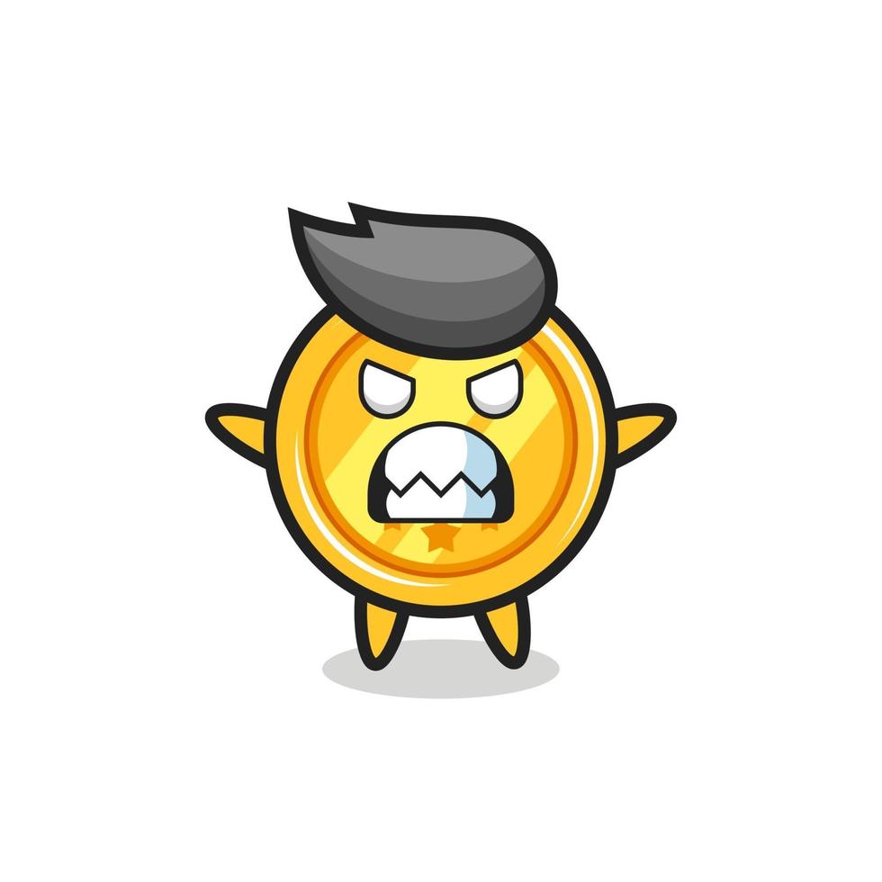 wrathful expression of the medal mascot character vector