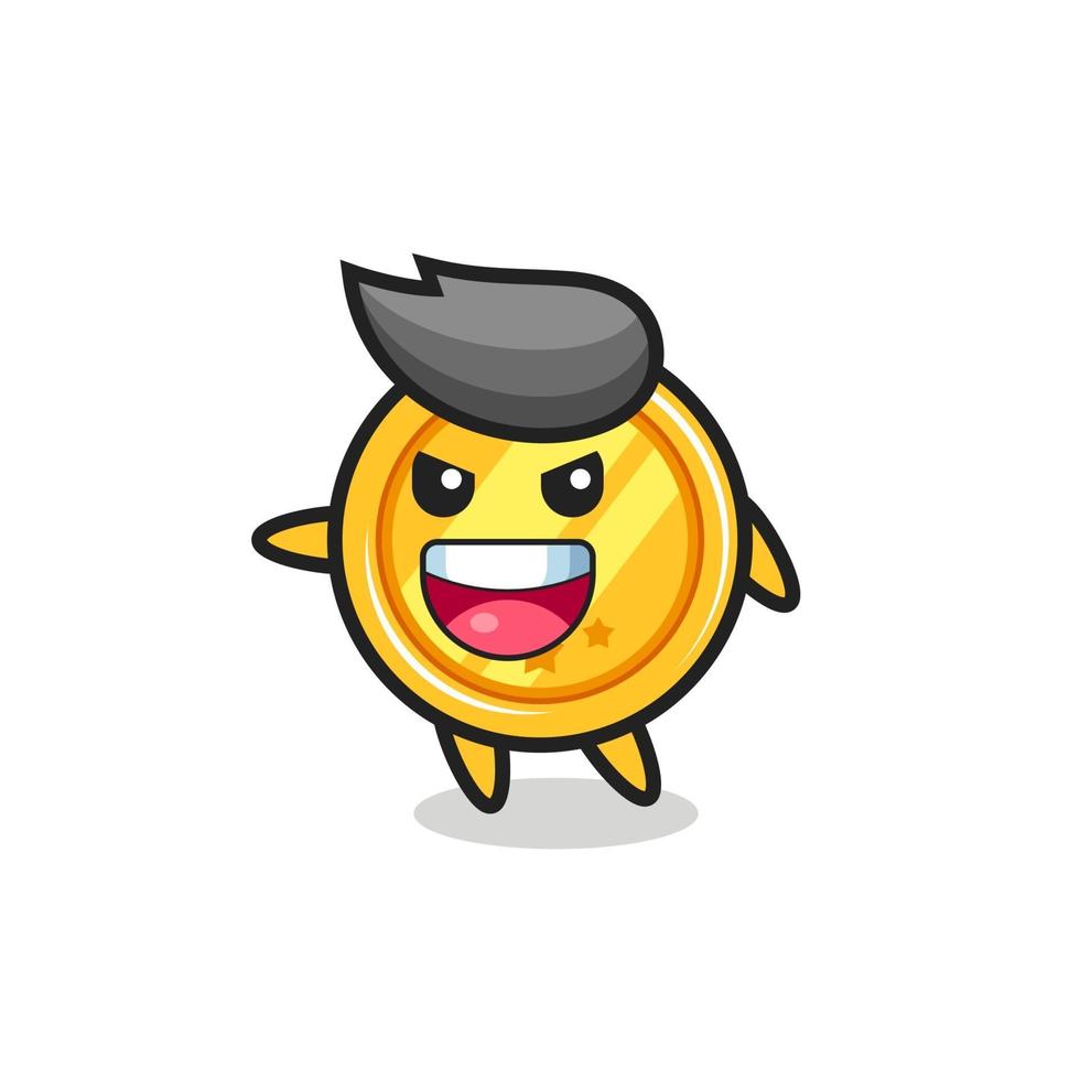 medal cartoon with very excited pose vector
