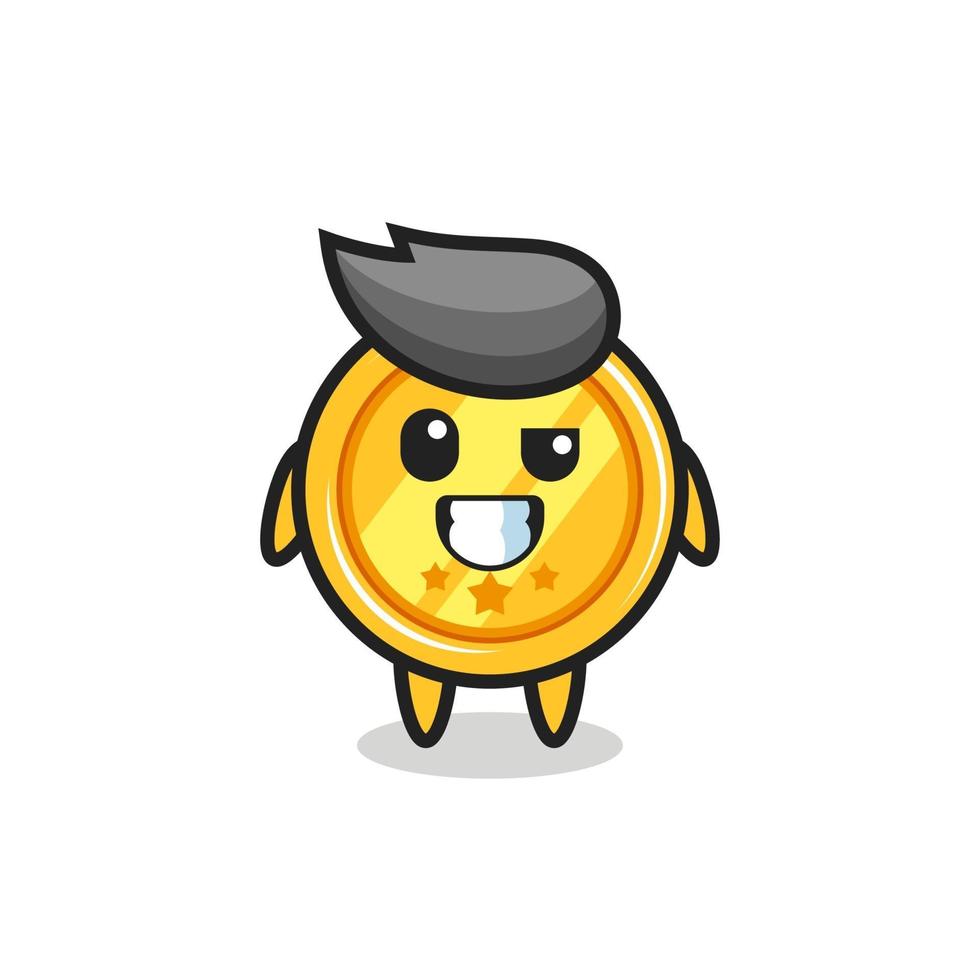 cute medal mascot with an optimistic face vector