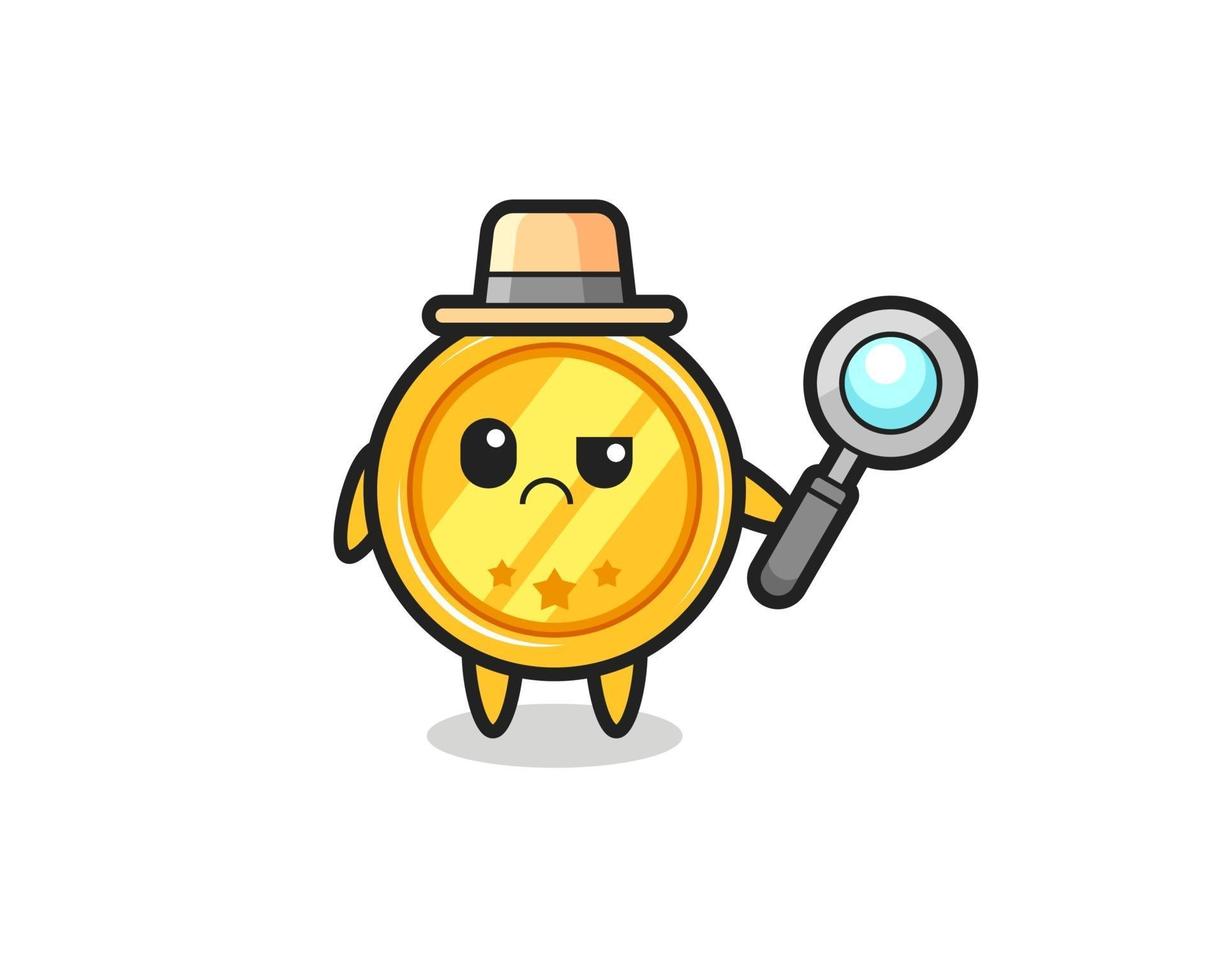 the mascot of cute medal as a detective vector