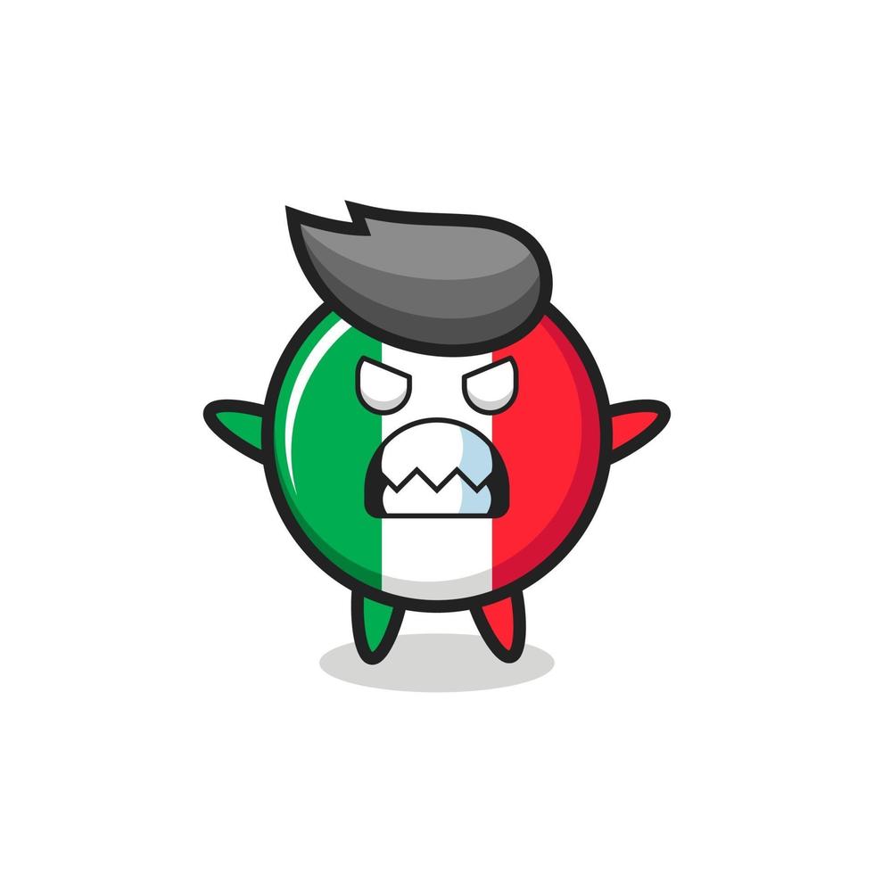 wrathful expression of the italy flag mascot character vector