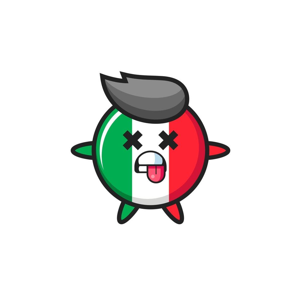 personaje de la linda bandera de italia con pose muerta vector