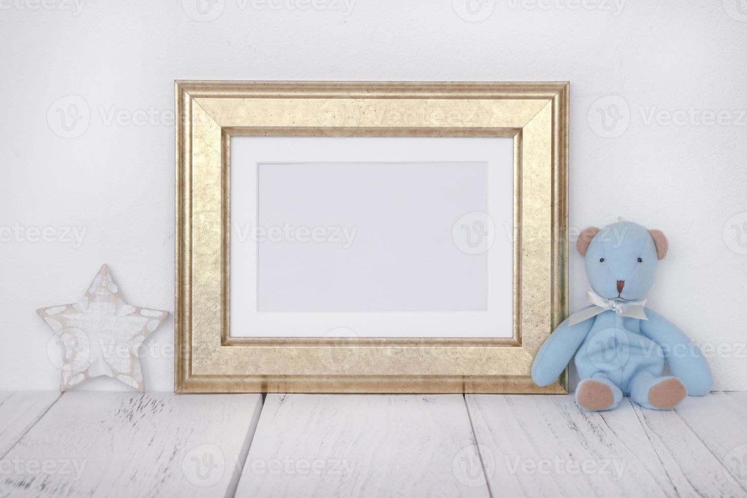 Golden frame with star and bear photo