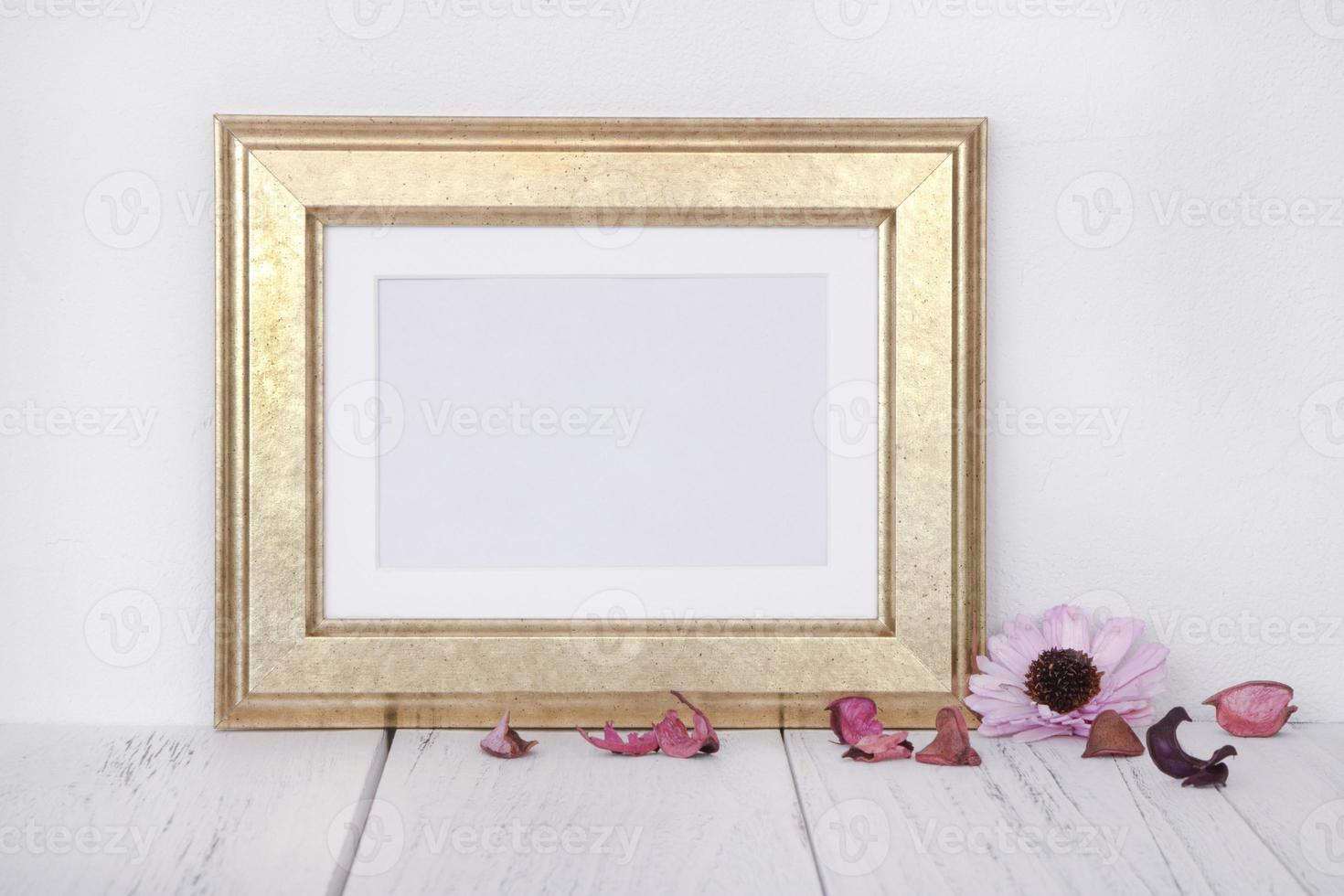 Golden frame with flower photo