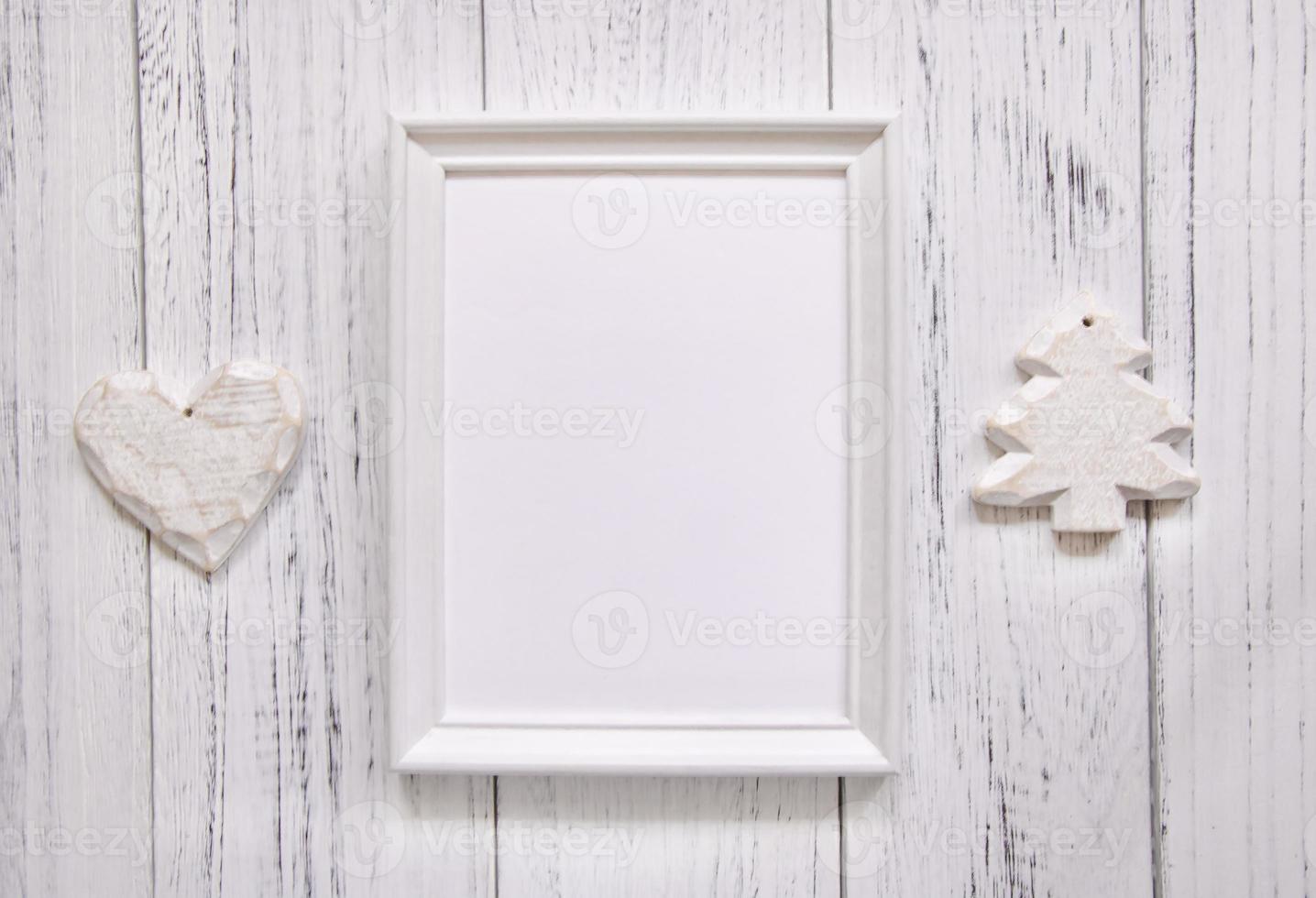 White frame with heart and tree photo
