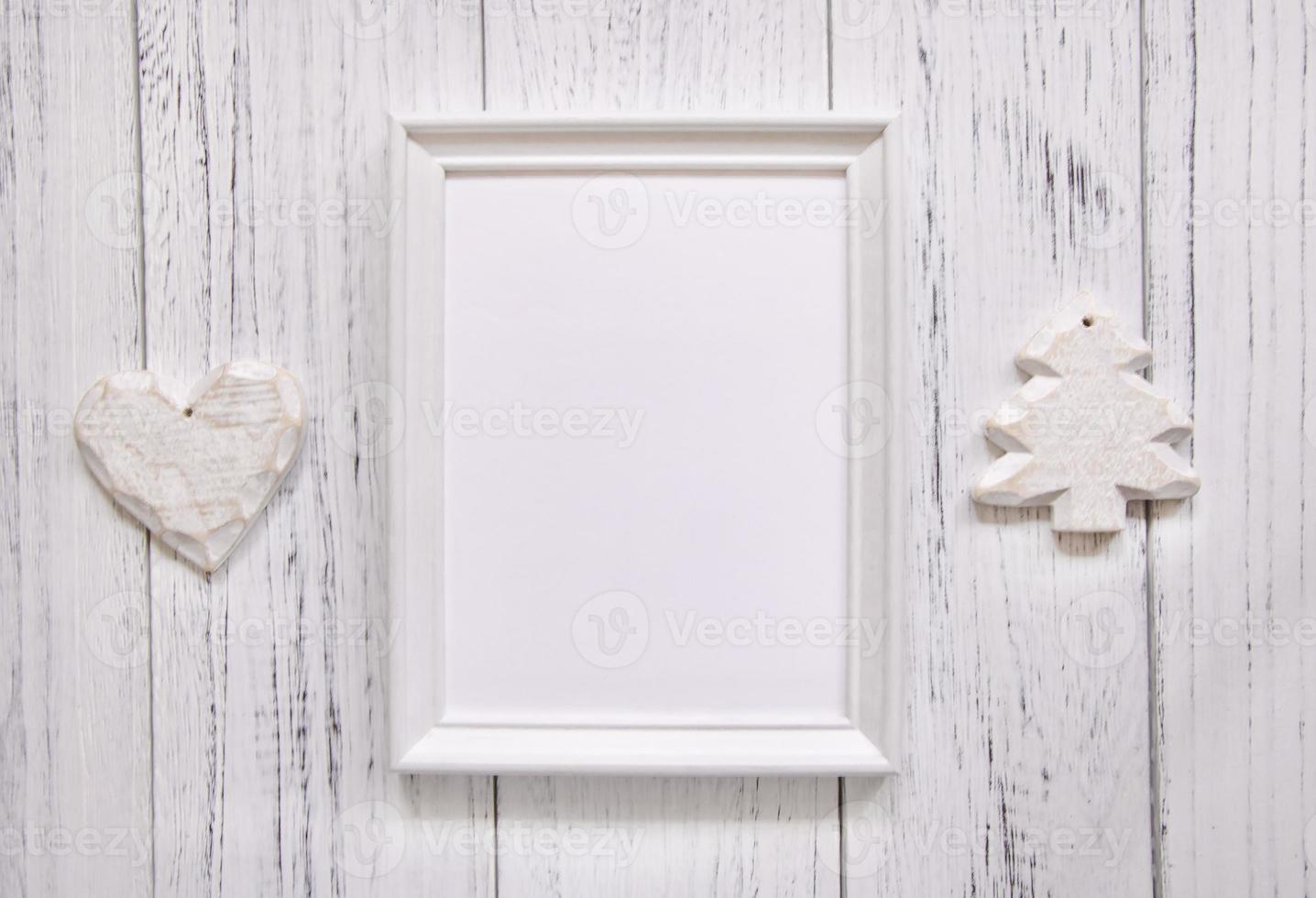 White frame with heart and tree photo