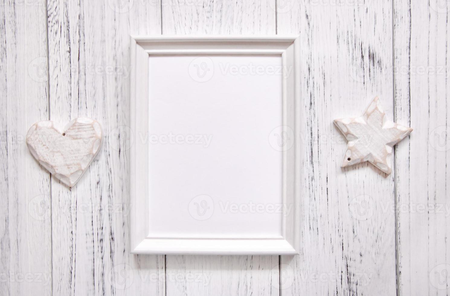 White frame with heart and star photo