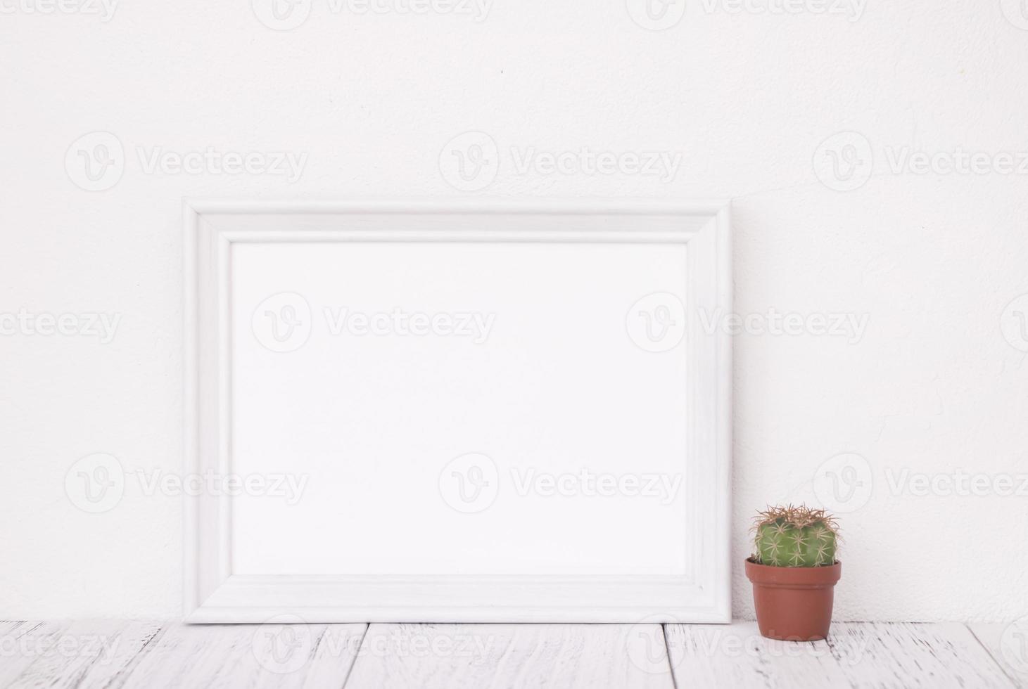 White frame with plant photo