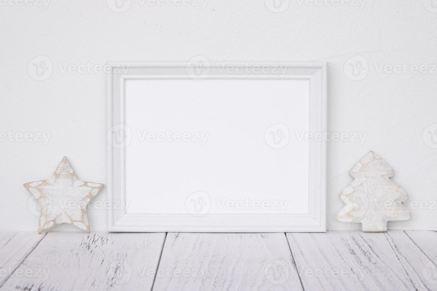 White frame with white ornaments photo