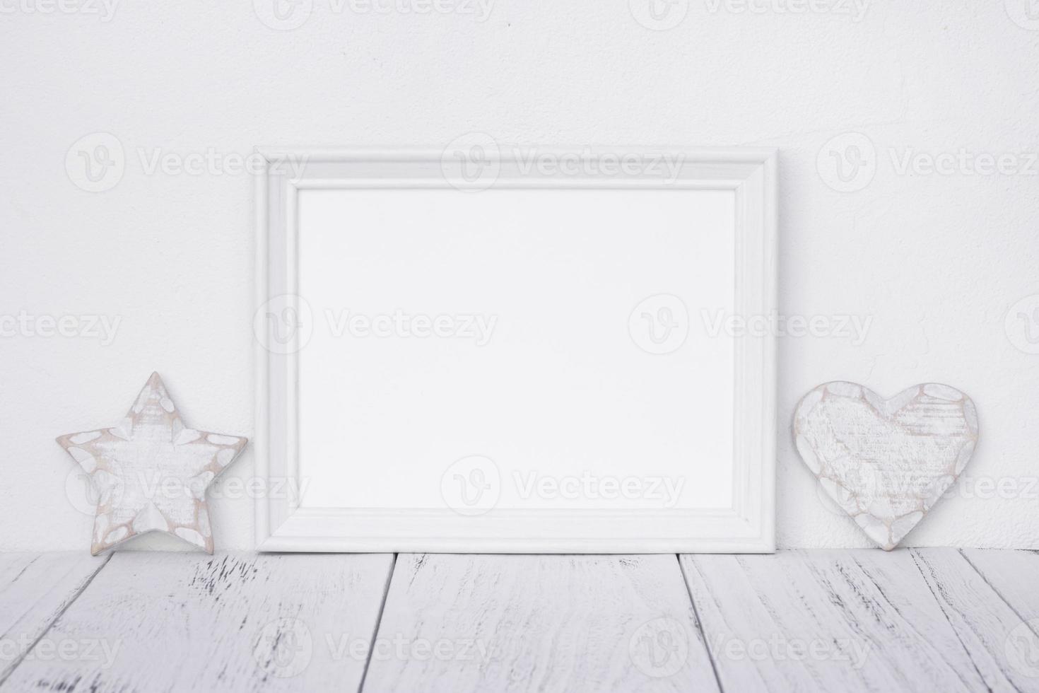 White frame with star and heart photo