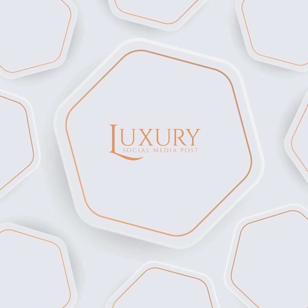 Abstract white and gold luxury social media template vector