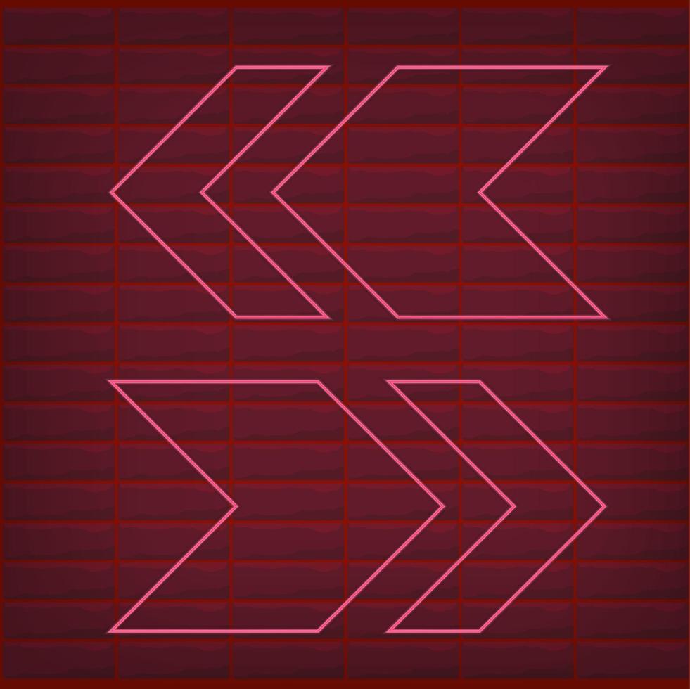 Red neon effect arrow with dark brick and shine bright effect vector