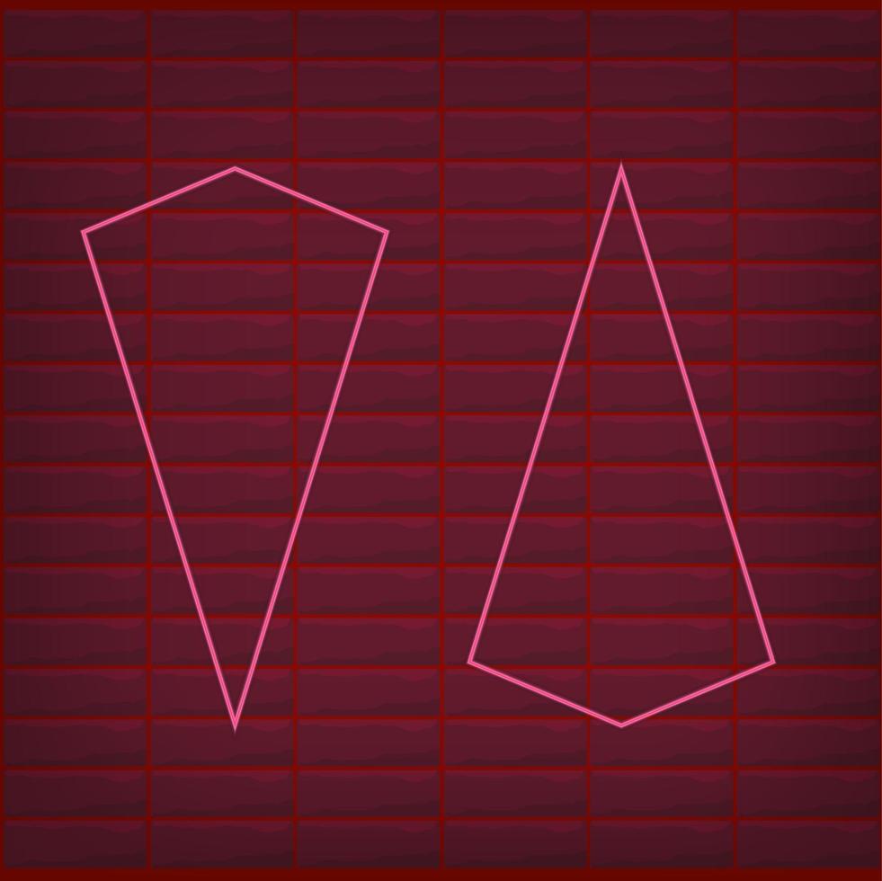 Red neon effect arrow with dark brick and shine bright effect vector